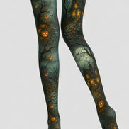 Patterned Tights Pumpkin Cottage Halloween Pantyhose L67-1