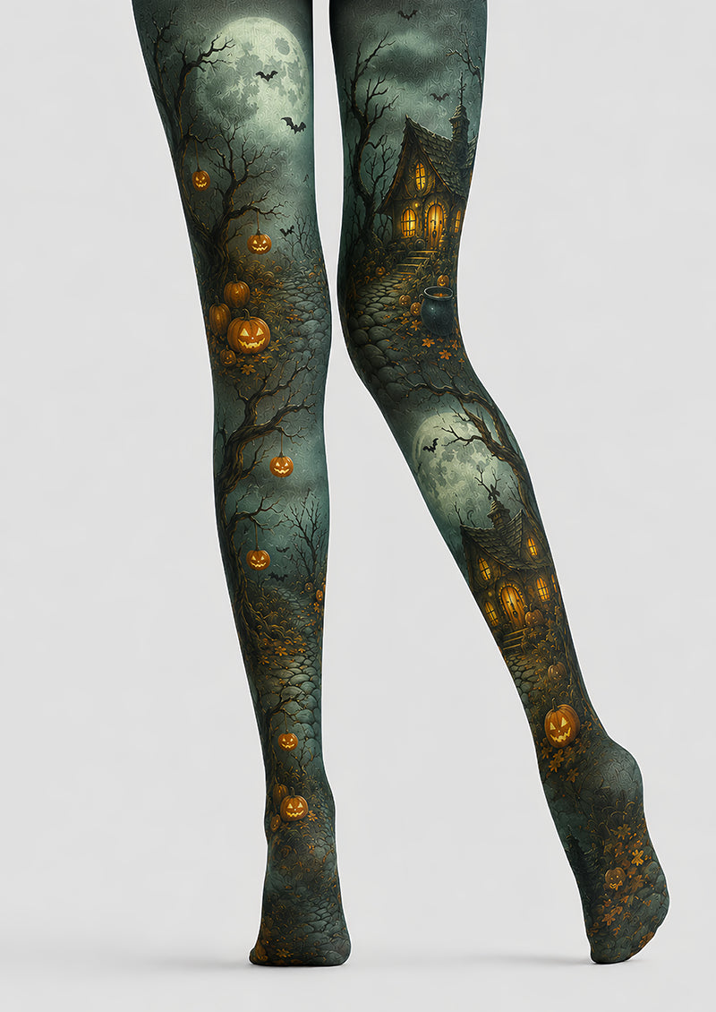 Patterned Tights Pumpkin Cottage Halloween Pantyhose L67-1