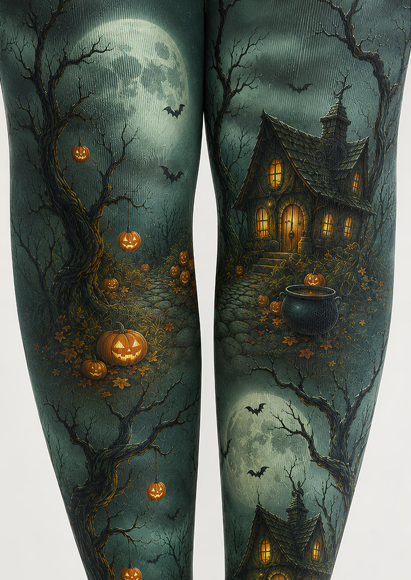 Patterned Tights Pumpkin Cottage Halloween Pantyhose L67-1