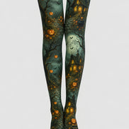 Patterned Tights Pumpkin Cottage Halloween Pantyhose L67-1