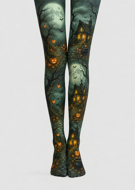 Patterned Tights Pumpkin Cottage Halloween Pantyhose L67-1