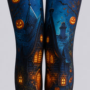 Haunted Pumpkin Cottage Halloween Patterned Tights L67-10