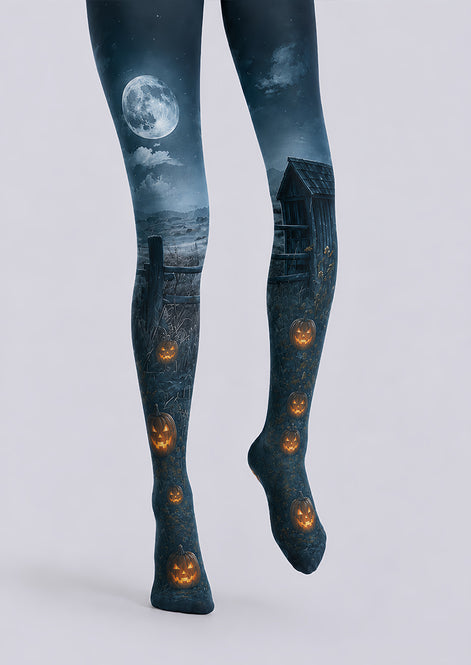 Halloween Moonlight Pumpkin Tights Gothic Night Pantyhose L67-11