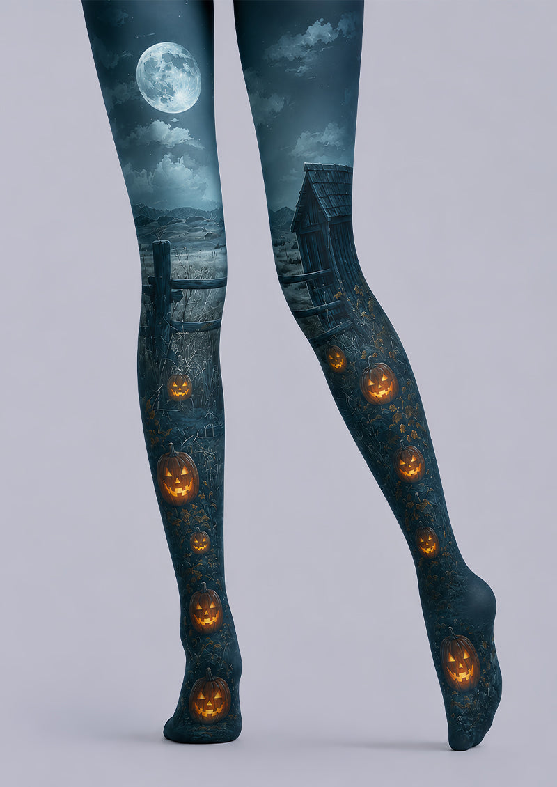 Halloween Moonlight Pumpkin Tights Gothic Night Pantyhose L67-11