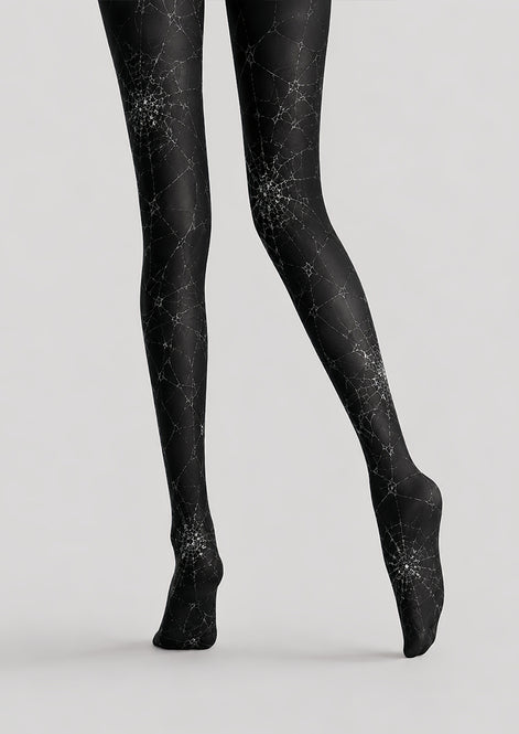 Black Spider Web Tights Gothic Costume Pantyhose L67-13