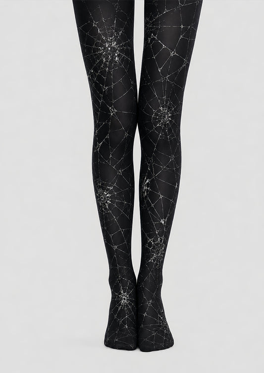 Black Spider Web Tights Halloween Gothic Costume Pantyhose L67-13