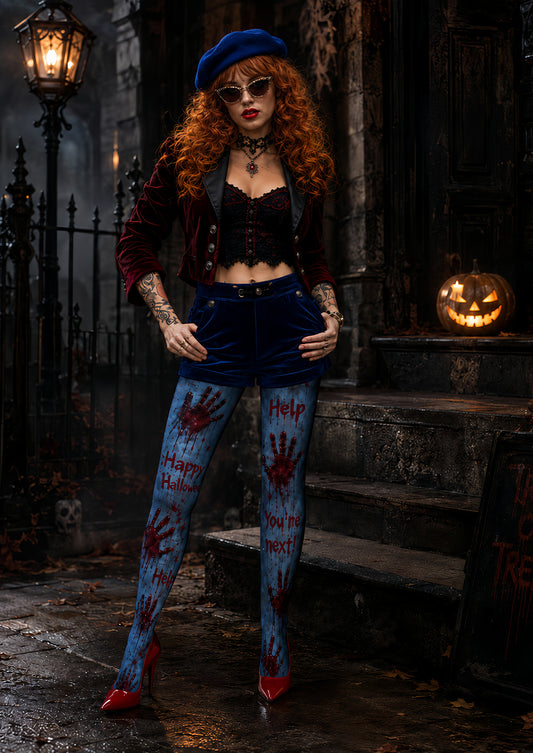 Bloody Handprint Pantyhose Halloween Costume Party Tights L67-14