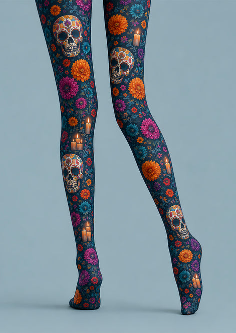Colorful Skull Tights Halloween Costume Pantyhose L67-17