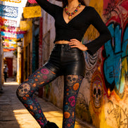 Colorful Skull Tights Halloween Costume Pantyhose L67-17