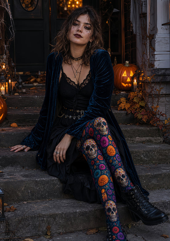 Colorful Skull Tights Halloween Costume Pantyhose L67-17