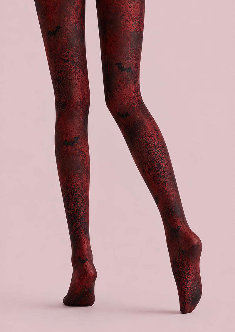 Red Gothic Bat Halloween Party Tights L67-18