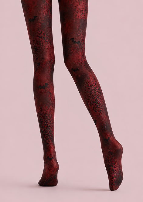 Red Gothic Bat Halloween Party Tights L67-18