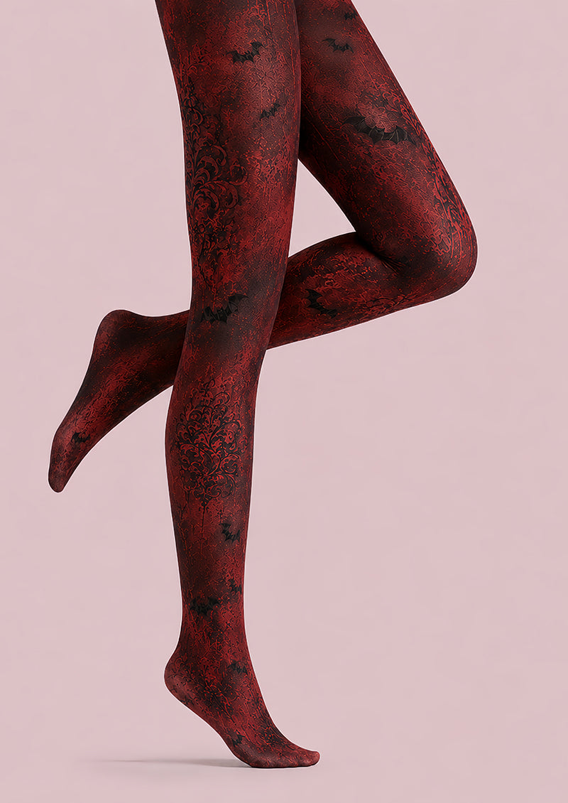 Red Gothic Bat Halloween Party Tights L67-18