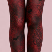 Red Gothic Bat Halloween Party Tights L67-18