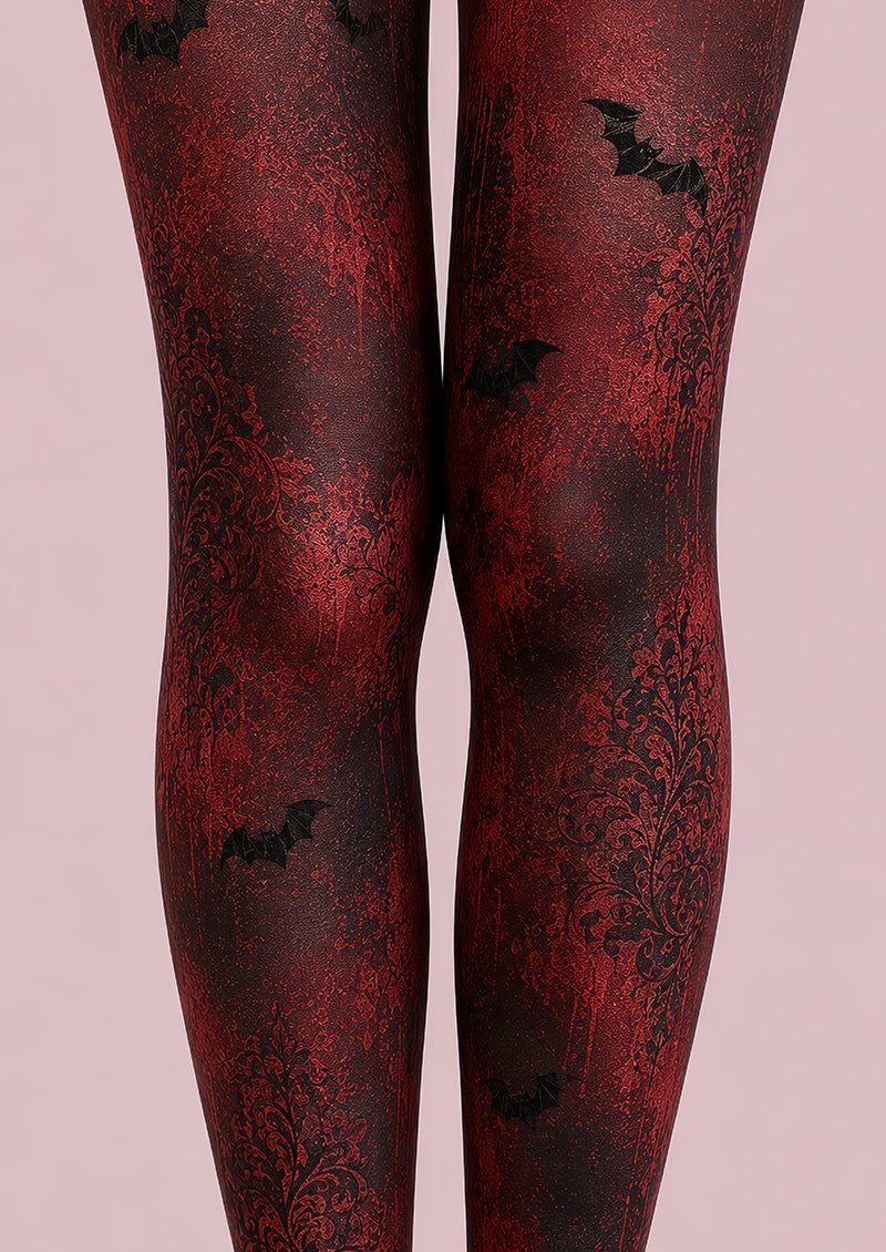 Red Gothic Bat Halloween Party Tights L67-18