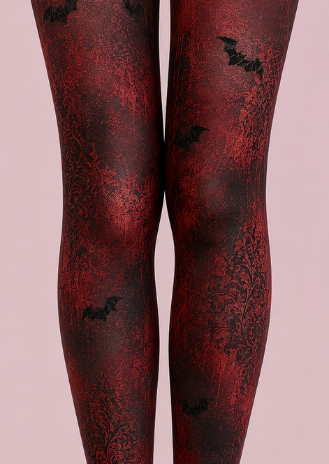 Red Gothic Bat Halloween Party Tights L67-18