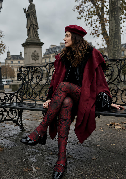 Red Gothic Bat Halloween Party Tights L67-18