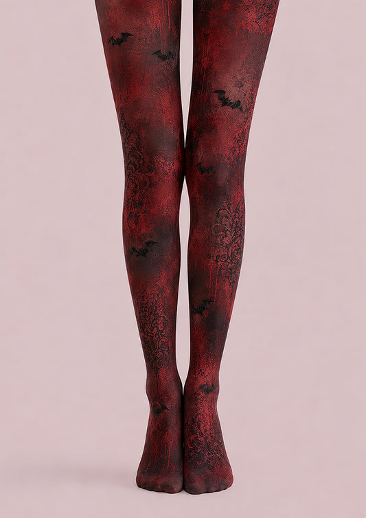 Red Gothic Bat Halloween Party Tights L67-18