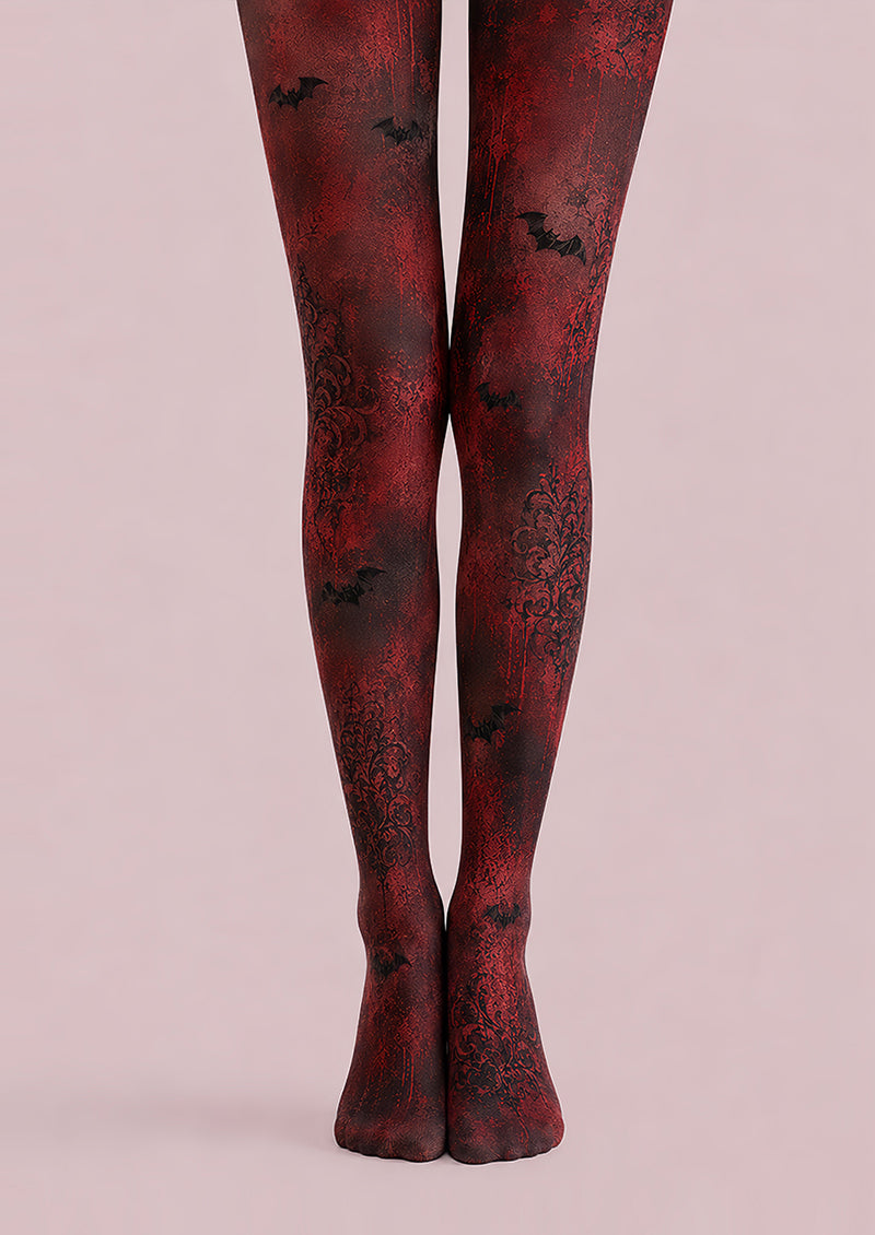 Red Gothic Bat Halloween Party Tights L67-18