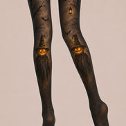 Pumpkin Scarecrow Halloween Party Black Tights L67-19