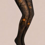Pumpkin Scarecrow Halloween Party Black Tights L67-19