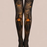 Pumpkin Scarecrow Halloween Party Black Tights L67-19