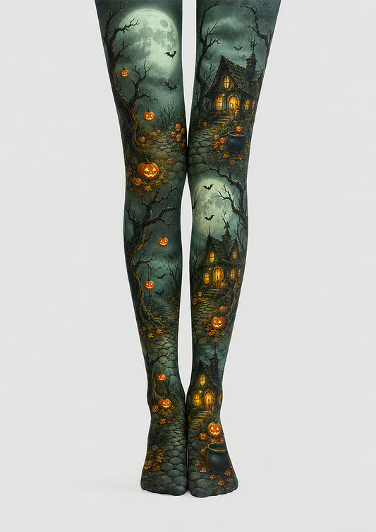 Patterned Tights Pumpkin Cottage Halloween Pantyhose L67-1