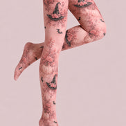 Pink Witch Hat Pumpkin Halloween Patterned Tights L67-2