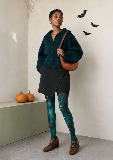 Halloween Pumpkin Haunted Garden Tights L67-21