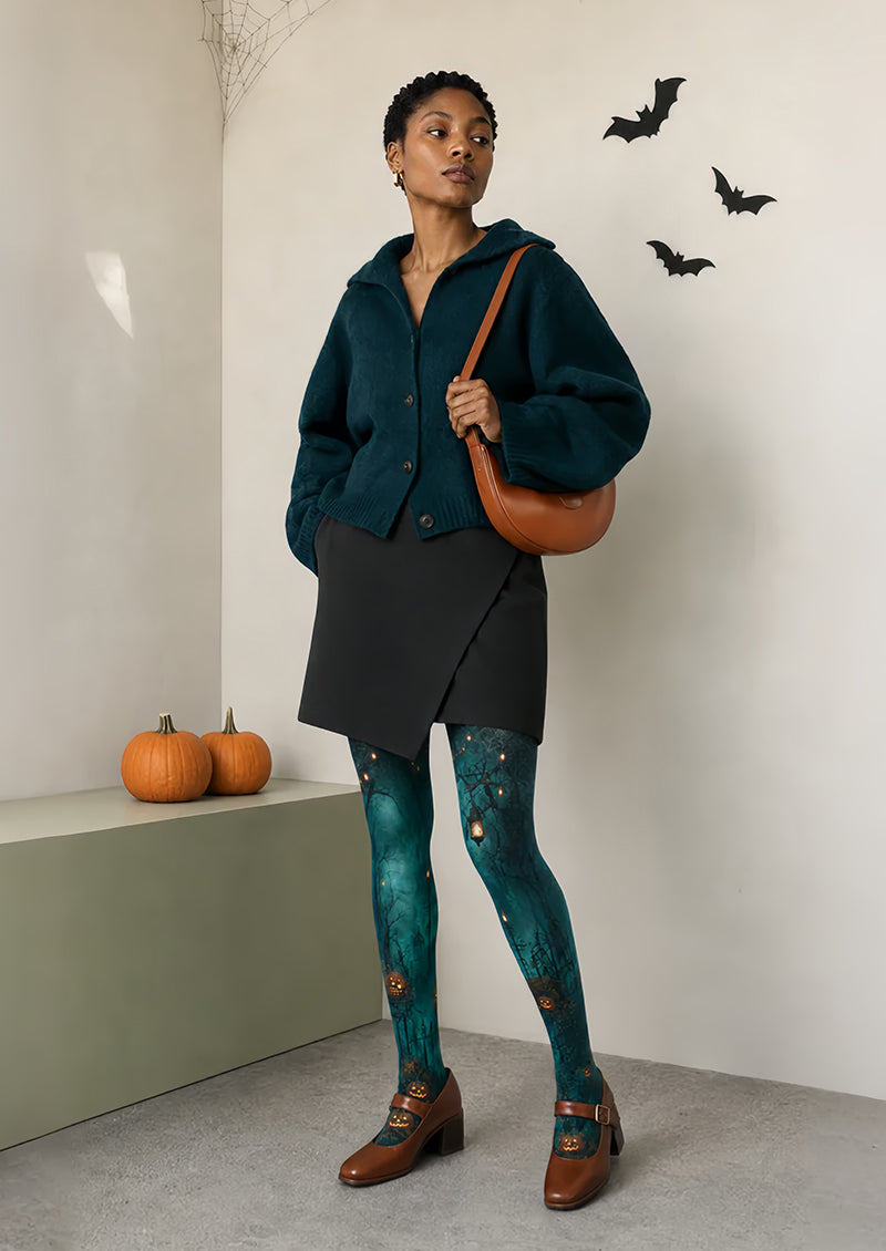 Halloween Pumpkin Tights Gothic Haunted Garden Pantyhose L67-21