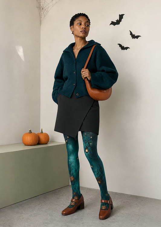 Halloween Pumpkin Tights Gothic Haunted Garden Pantyhose L67-21
