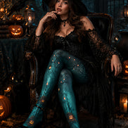 Halloween Pumpkin Haunted Garden Tights L67-21
