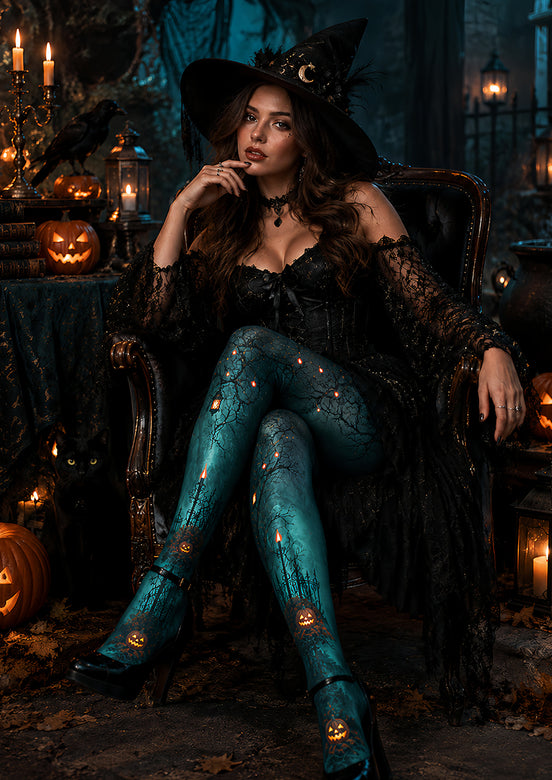 Halloween Pumpkin Haunted Garden Tights L67-21
