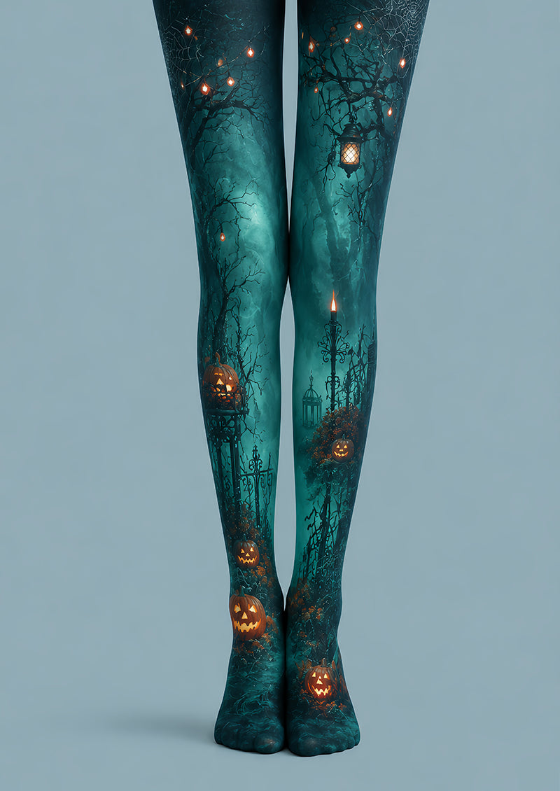 Halloween Pumpkin Tights Gothic Haunted Garden Pantyhose L67-21