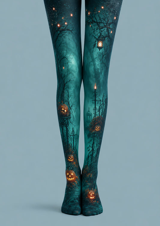 Halloween Pumpkin Tights Gothic Haunted Garden Pantyhose L67-21