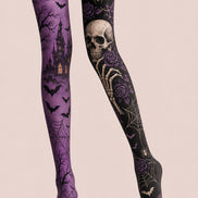 Gothic Tights Purple Skull Rose Pattern Pantyhose L67-22