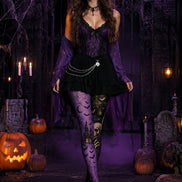 Gothic Tights Purple Skull Rose Pattern Pantyhose L67-22