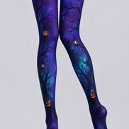 Halloween Gothic Forest Tights Pumpkin Bat Pantyhose L67-23