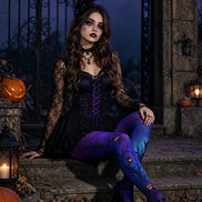 Halloween Gothic Forest Tights Pumpkin Bat Pantyhose L67-23