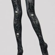 Black Rose Skull Halloween Cosplay Tights L67-24