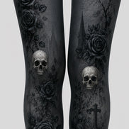 Black Rose Skull Halloween Cosplay Tights L67-24