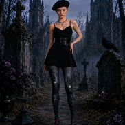 Black Rose Skull Halloween Cosplay Tights L67-24