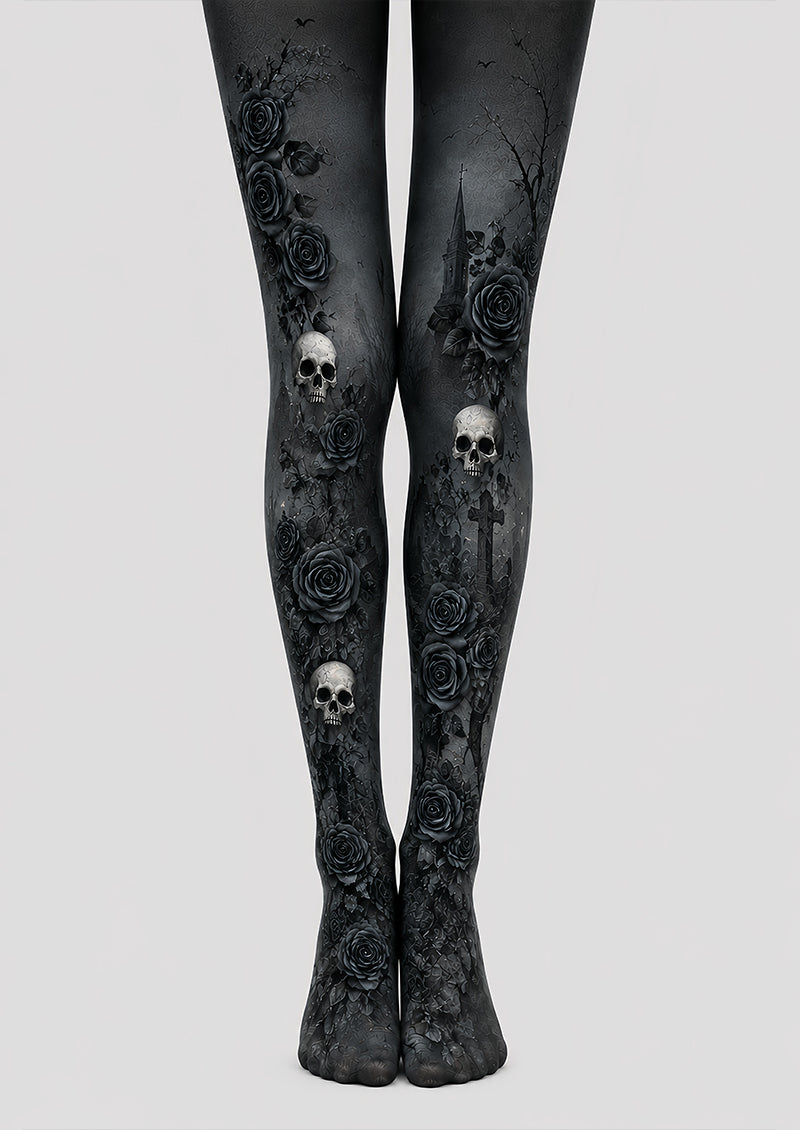 Black Rose Skull Halloween Cosplay Tights L67-24