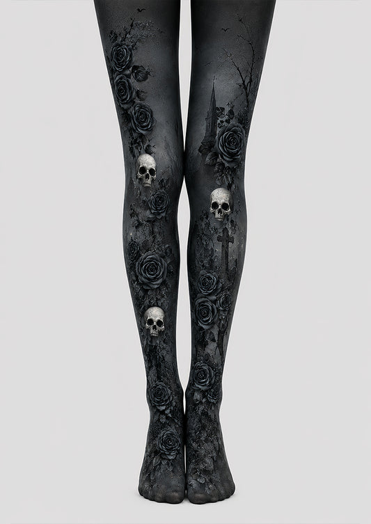 Black Rose Skull Halloween Cosplay Tights L67-24