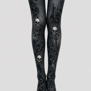 Black Rose Skull Halloween Cosplay Tights L67-24