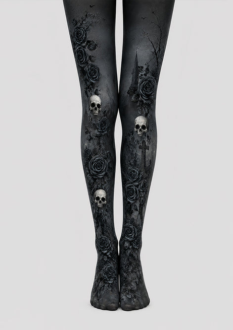 Black Rose Skull Halloween Cosplay Tights L67-24