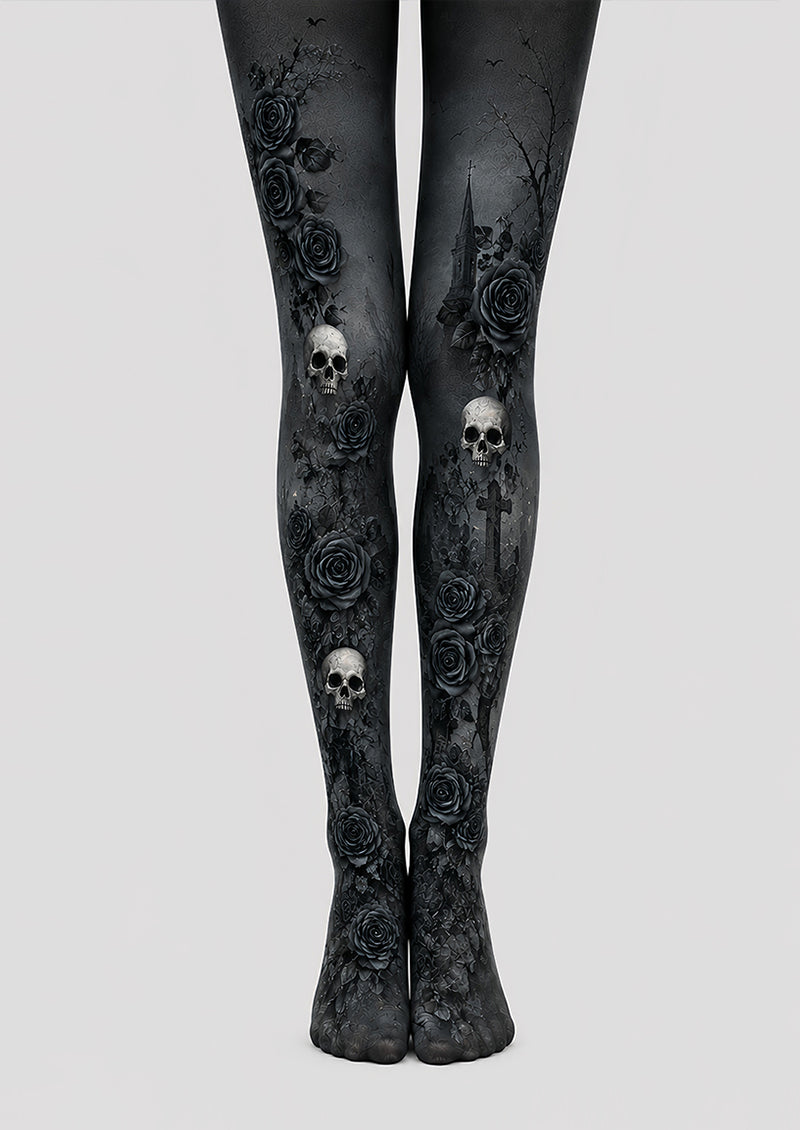 Black Rose Skull Halloween Cosplay Tights L67-24