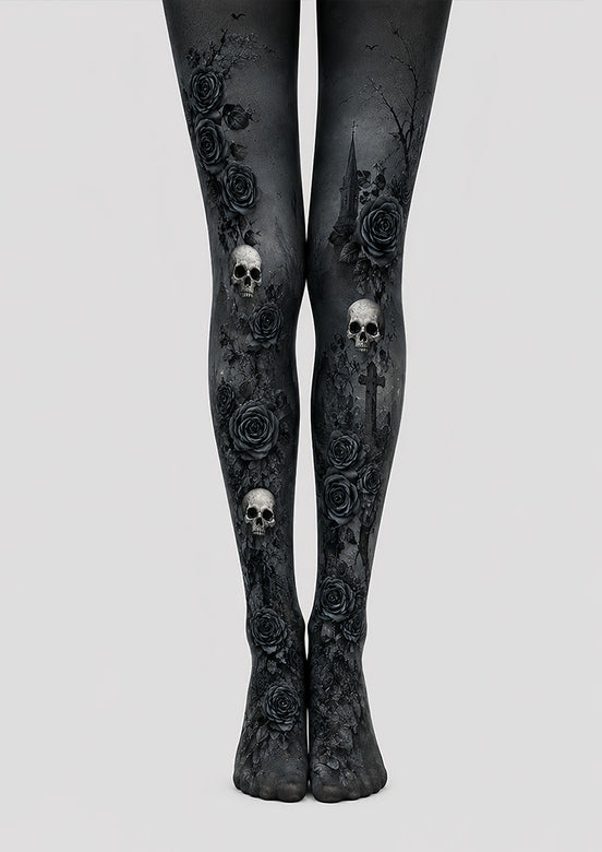 Black Rose Skull Halloween Cosplay Tights L67-24