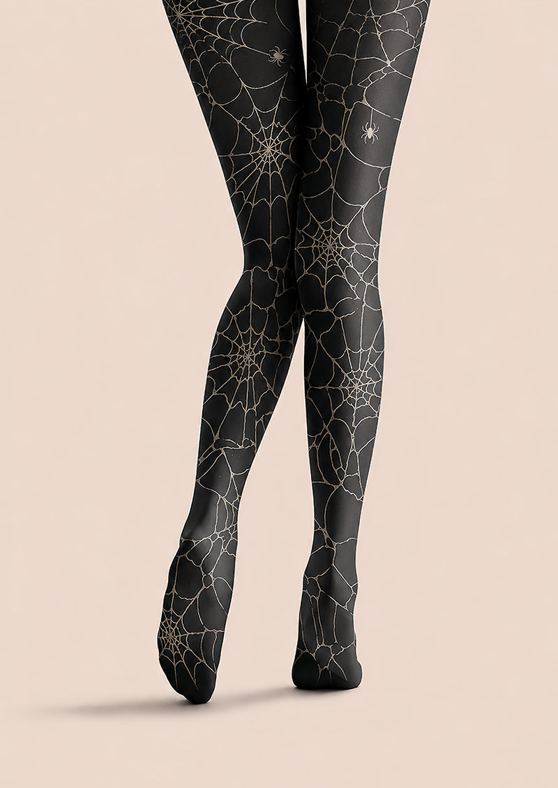 Black Spider Web Halloween Costume Pantyhose L67-25