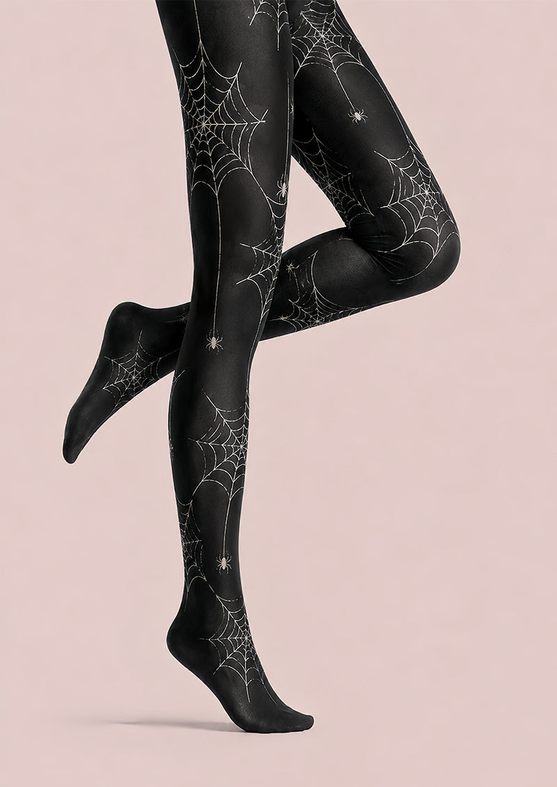 Black Spider Web Halloween Costume Pantyhose L67-25